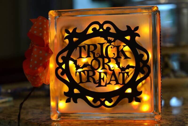 trick or treat lighted glass block