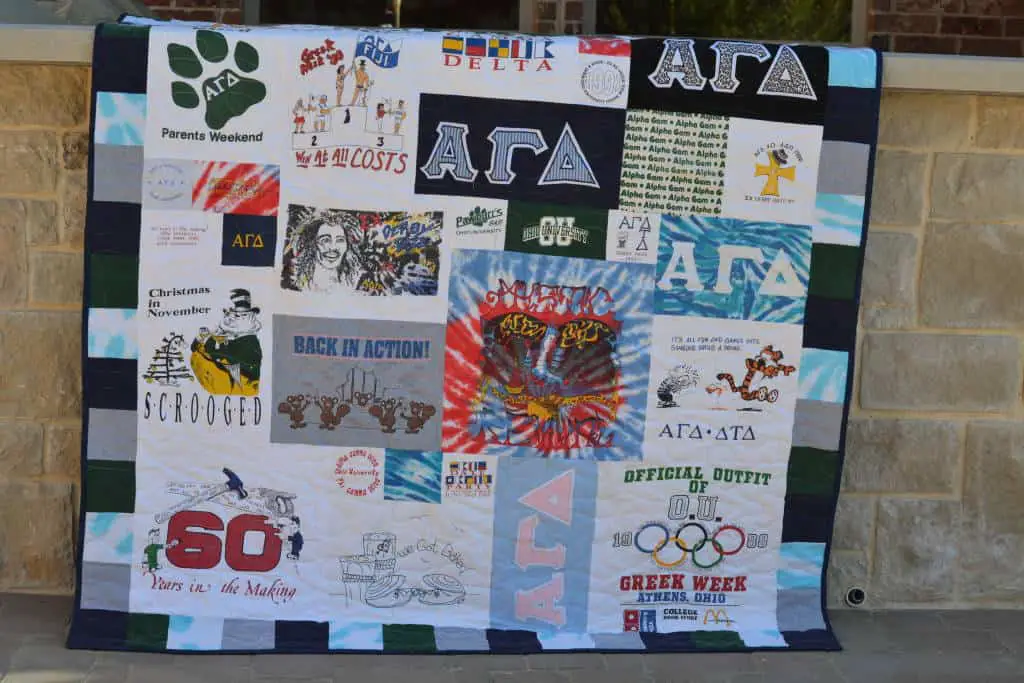 finished sorority tshirt quilt