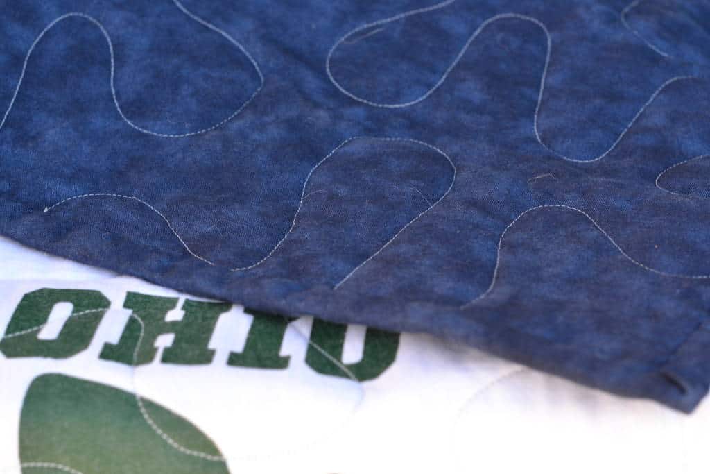closeup of backside of tshirt quilt