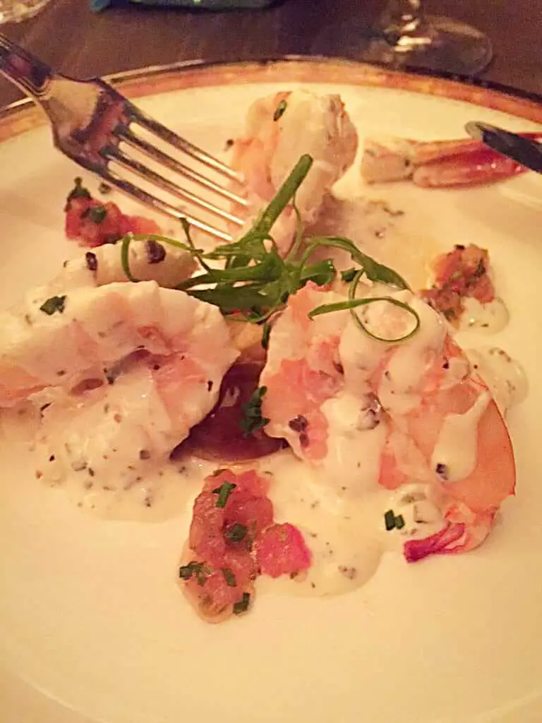 white tiger shrimp with Yuzu vinaigrette