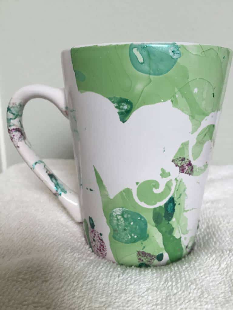 green watercolor mug