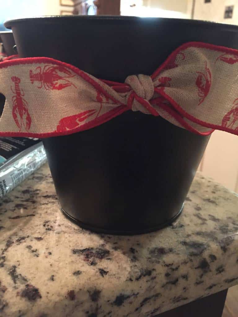 simple ribbon tied bucket