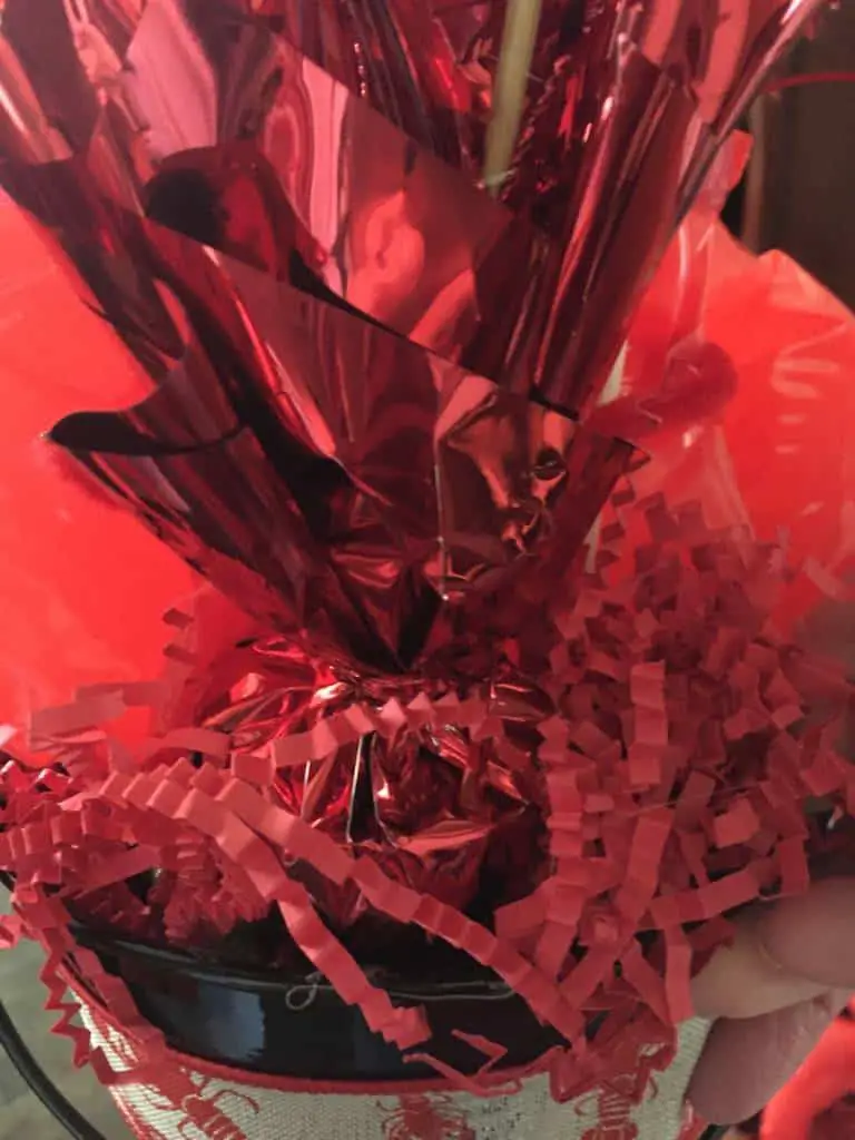 red shredded paper