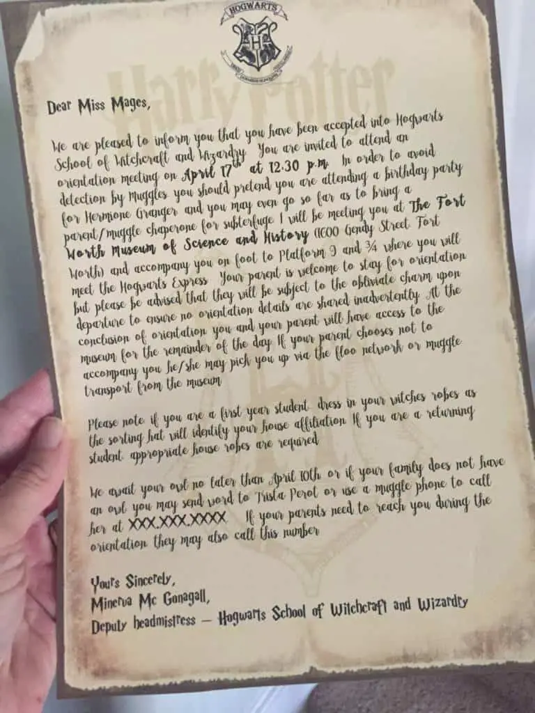 parchment style harry potter invitation