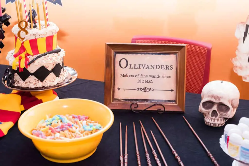 Olivanders wands at Harry Potter party