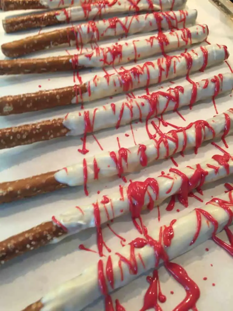 red and white pretzel rods for july 4th