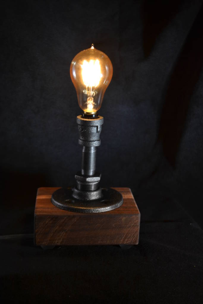 lit steampunk lamp