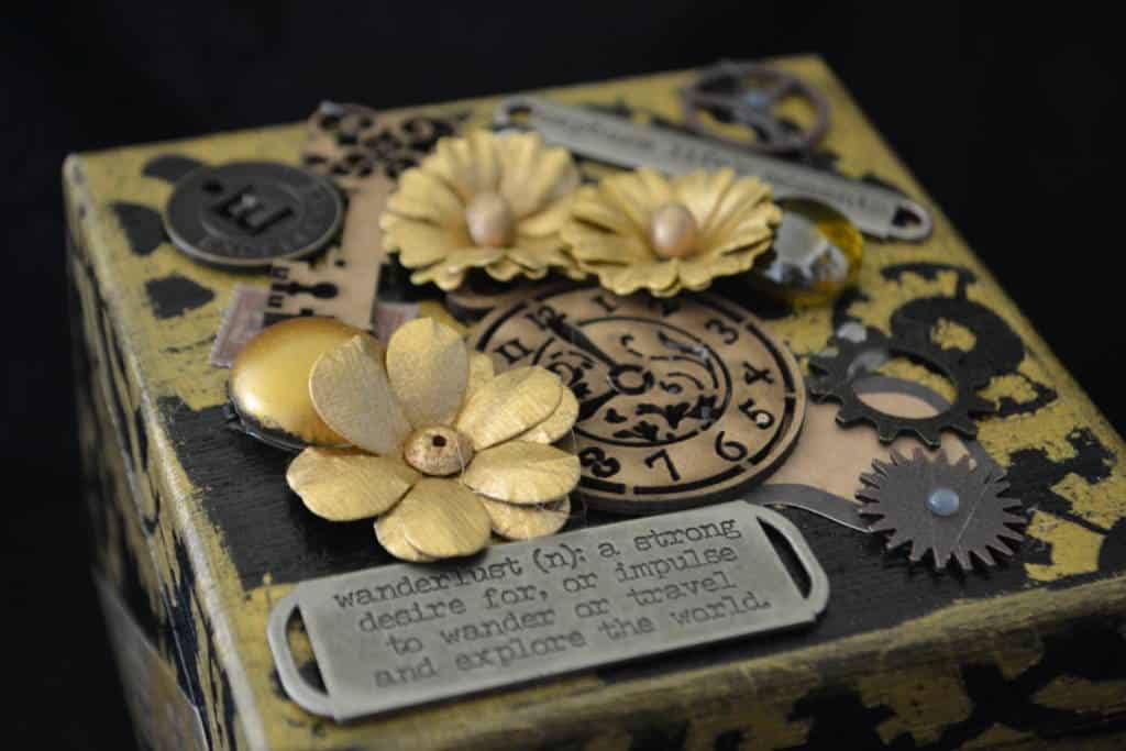 close up of top of collage box close up of top of collage box