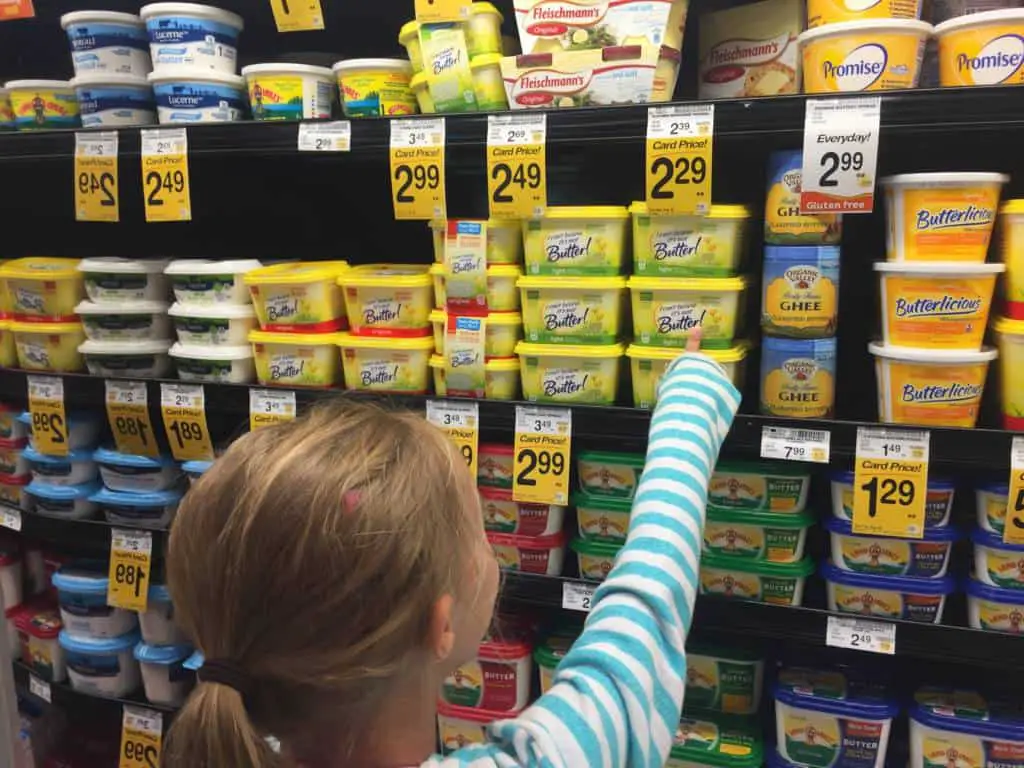 Choosing butter in the aisle