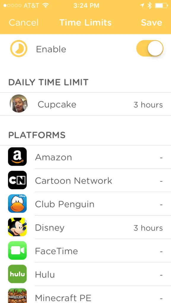 Daily Time Limit section Daily Time Limit section