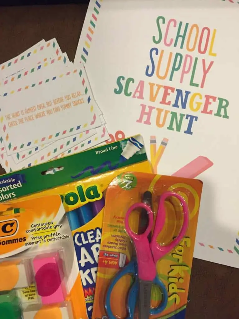 school supply scavenger hunt