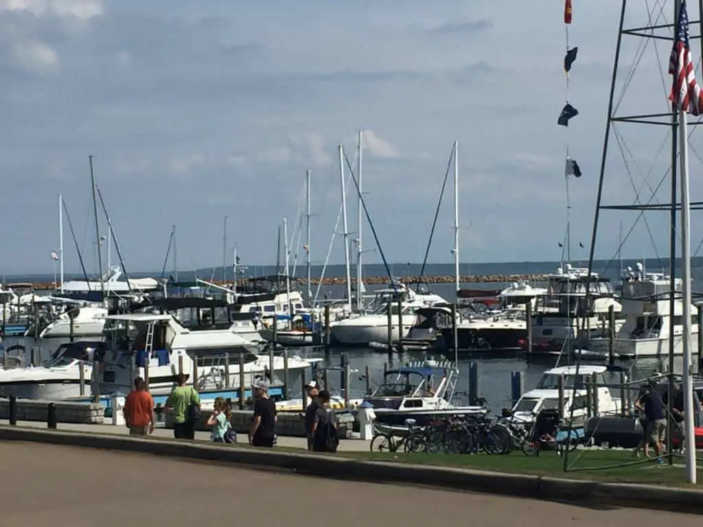 Docked yachts