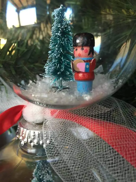 close up of snow globe ornaments