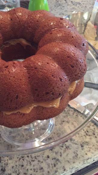 bundt spice cake with caramel filling