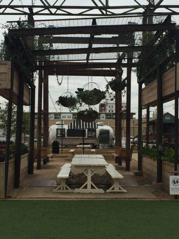 picnic tables at Magnolia Market