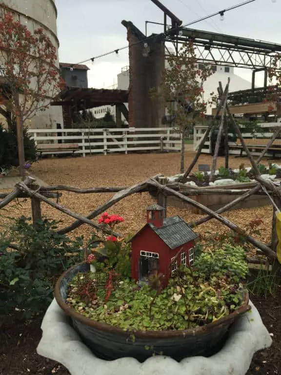 red barn fairy garden at Magnolia