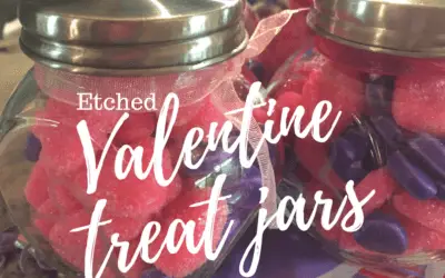 DIY etched glass treat jars for Valentines Day