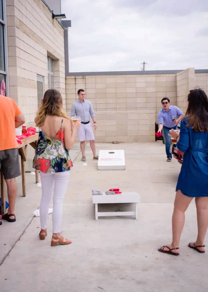 Playing corn hole