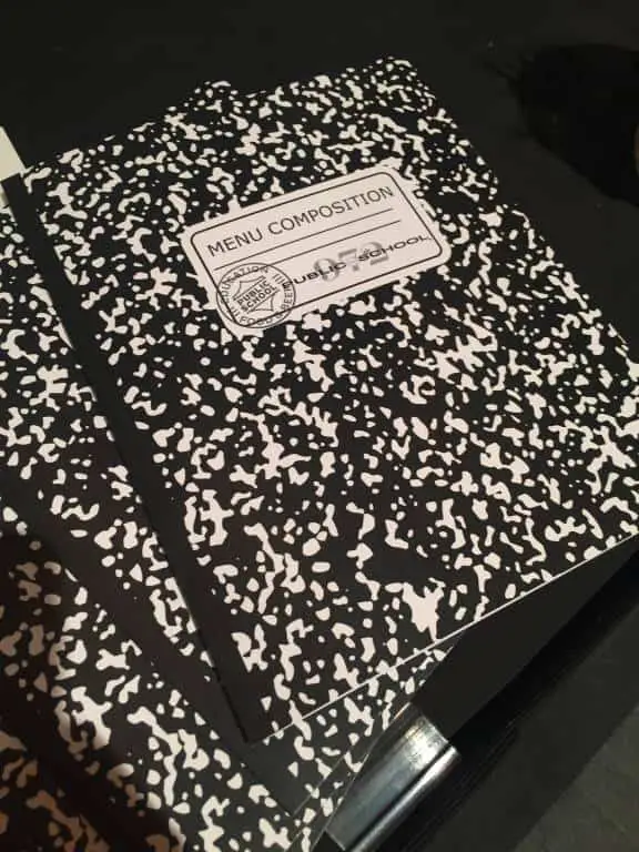 Menu notebook