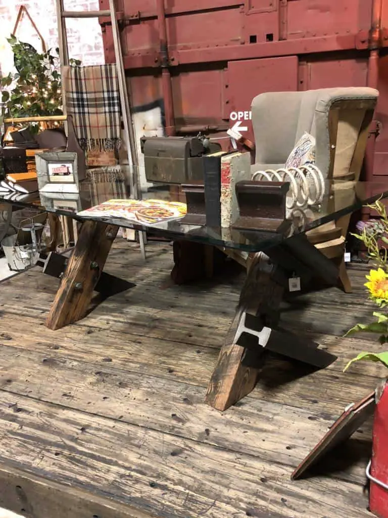 boxcar house glass top desk