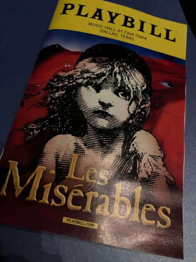 Playbill for Les Miserables