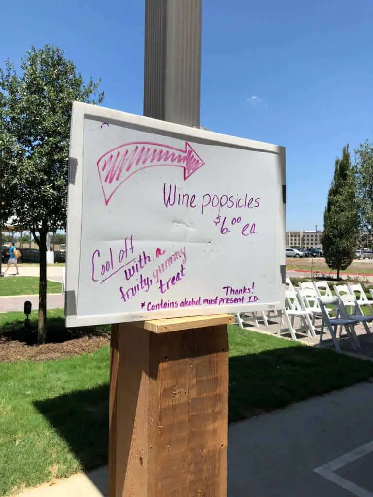 wine popsicles at Frisco Fresh Market