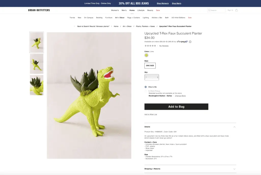 urban outfitters dino planter
