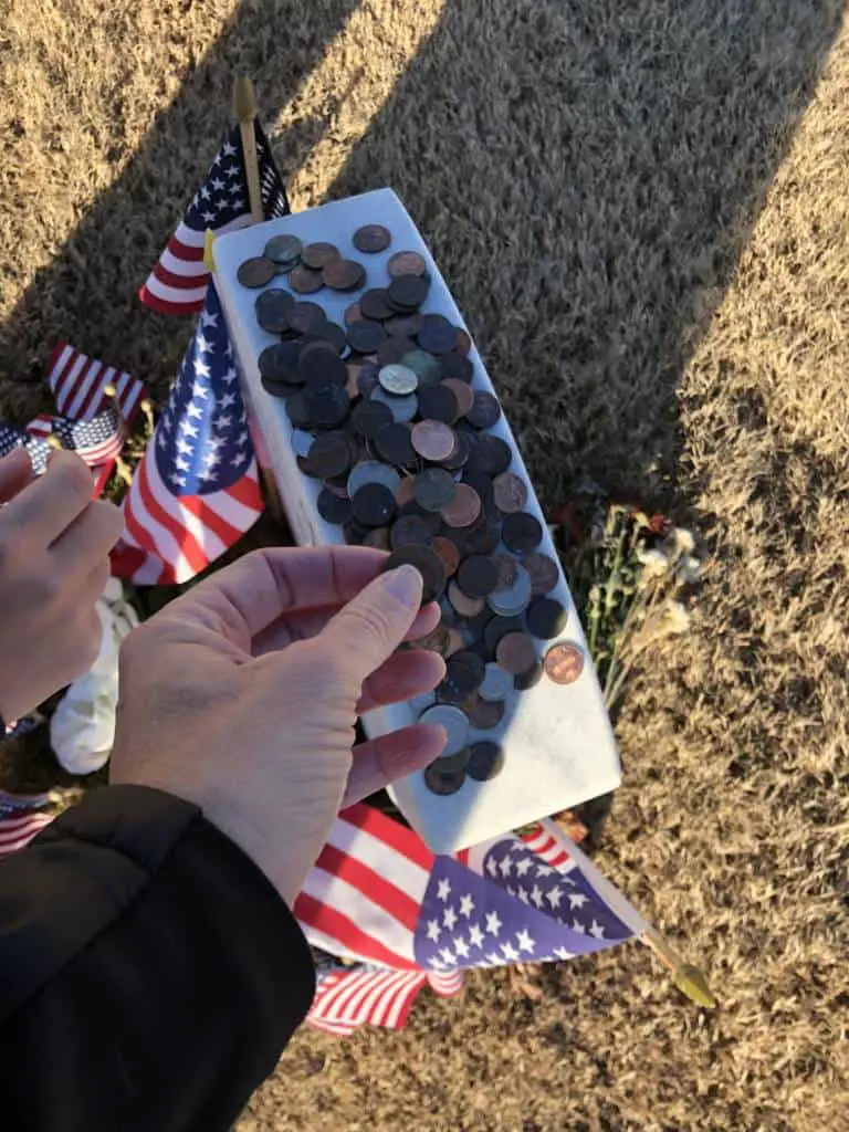 coins on headstones