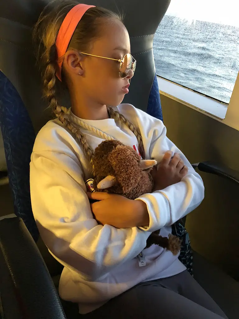 Girl with stuffed buffalo Girl with stuffed buffalo