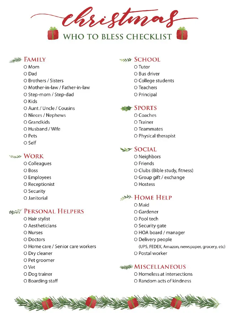 Complete Christmas gift checklist