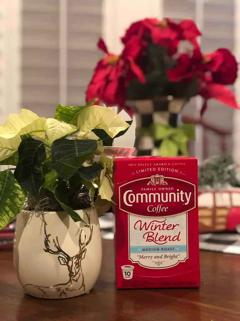 Community coffee and poinsettias