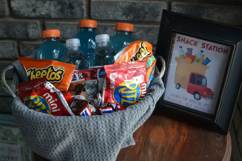 basket of snacks for delivery drivers