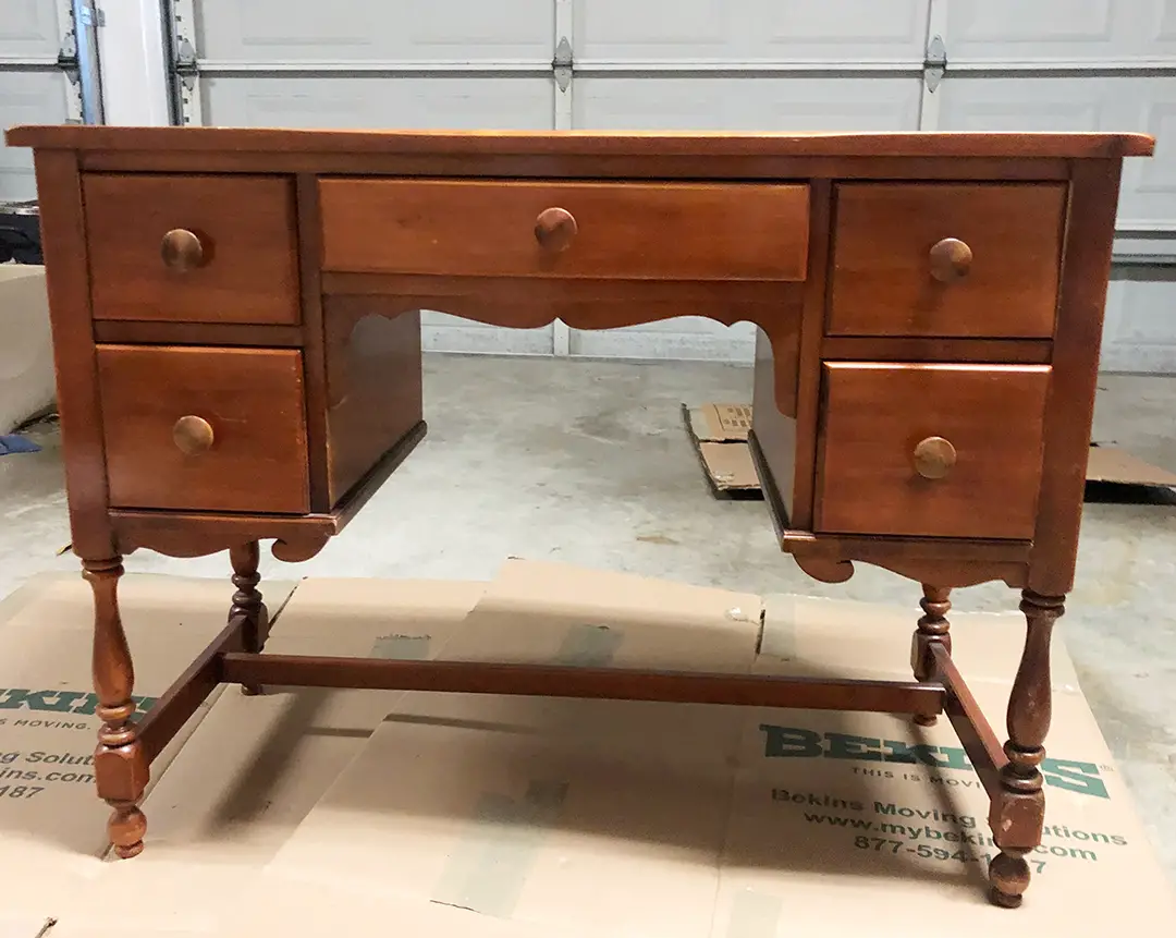 walnut desk frontview