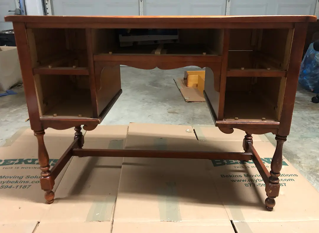 walnut desk no drawers frontview