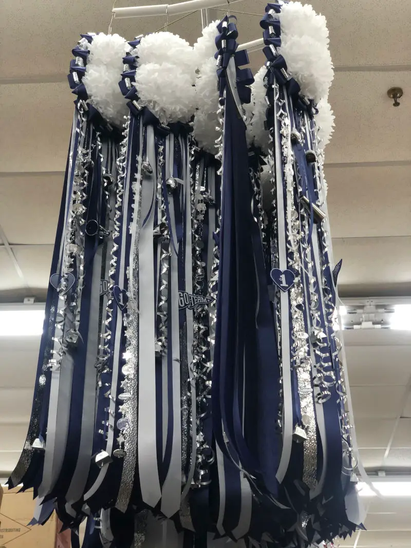 Blue white and silver Texas Homecoming Mums
