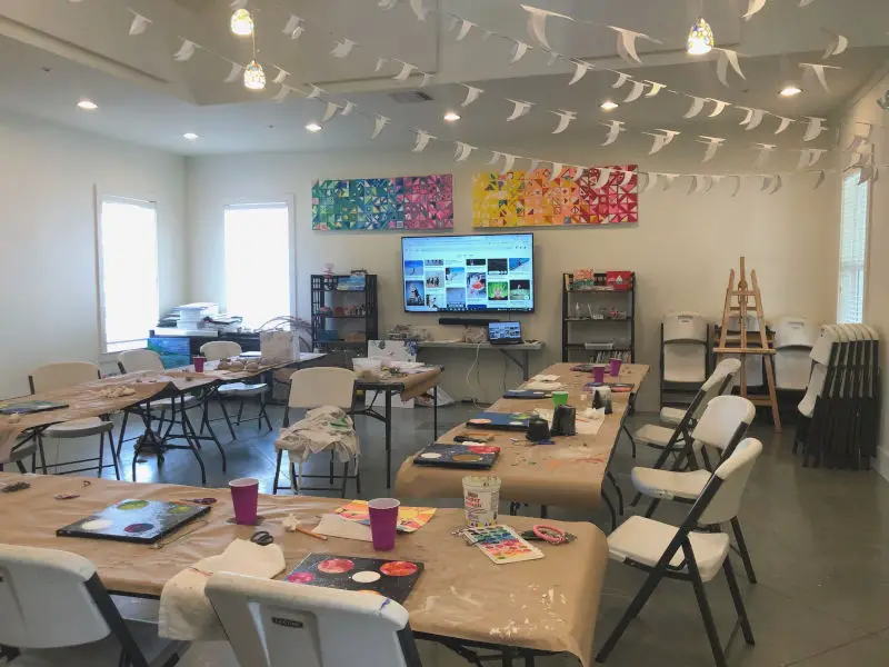 Inside the painting studio at Coastal Arts Center