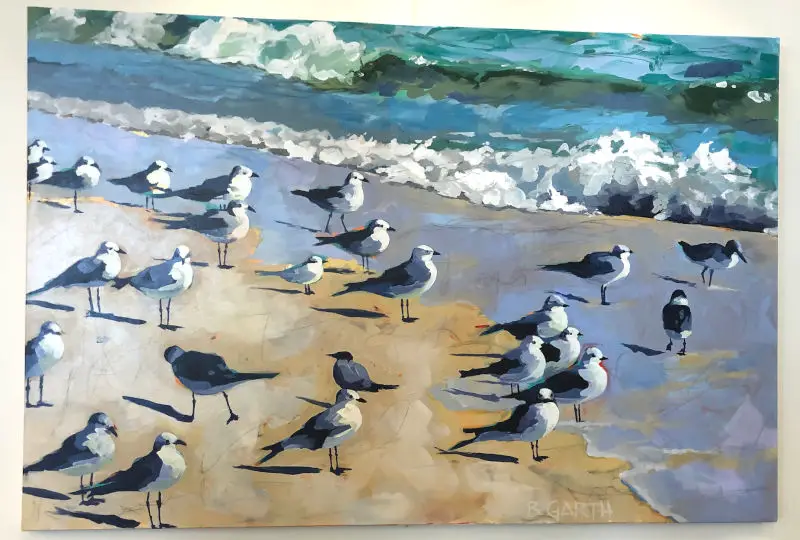 Seabird on the shore painting