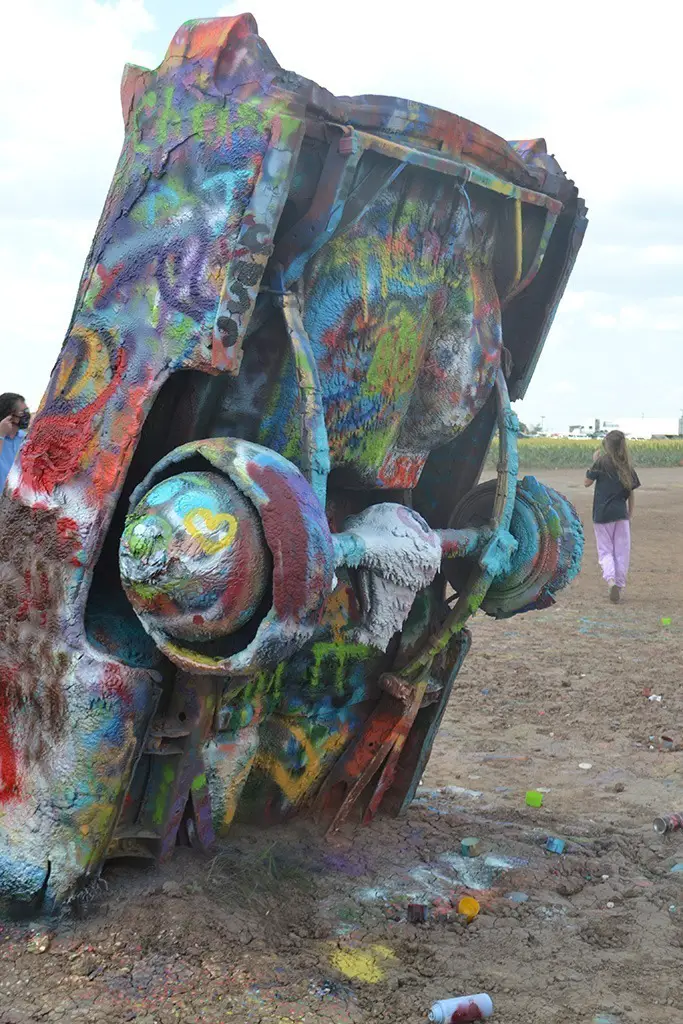 colorful cadillac colorful nosedown caddy at cadillac ranch