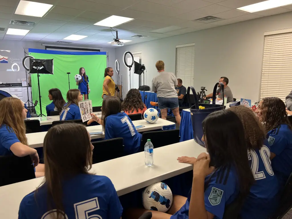 soccer team in photography class